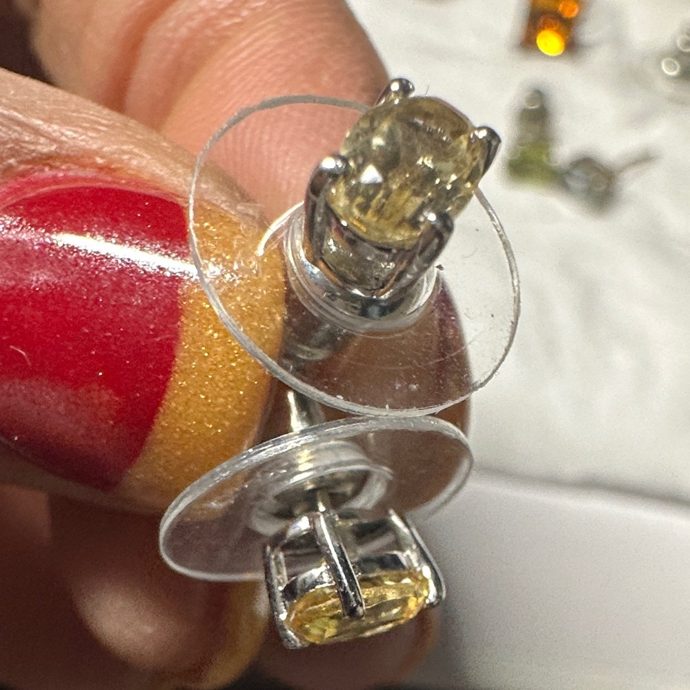 Classic Yellow Sapphire Stud Earrings - Elegant Silver Setting